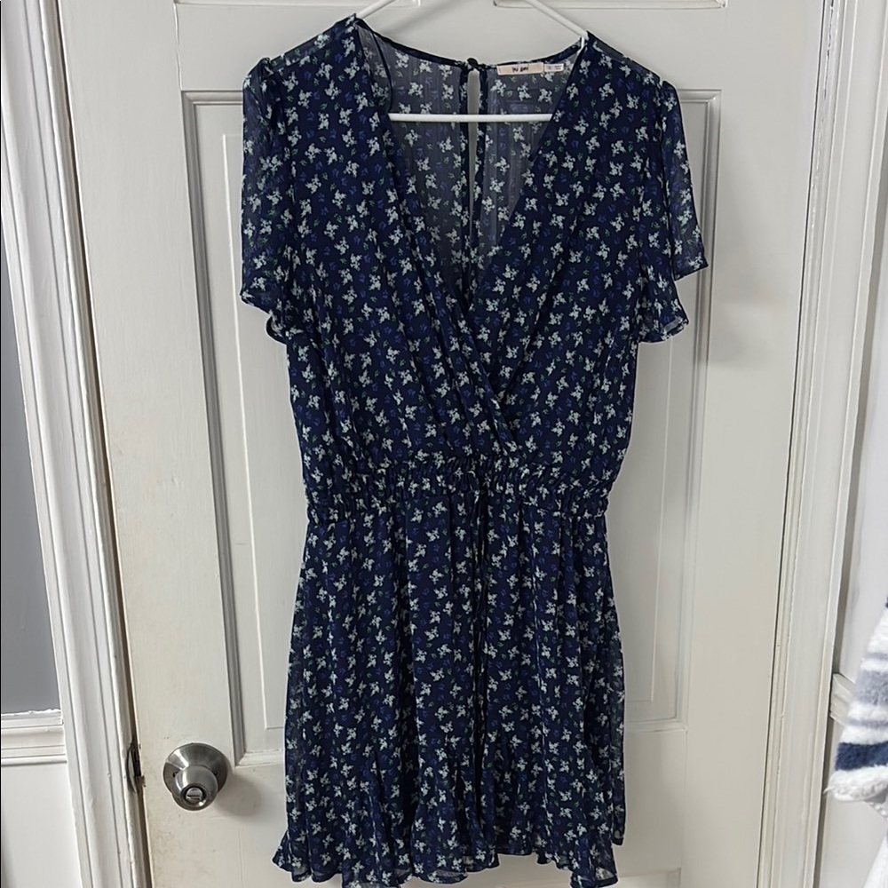 Francescas-Mi Ami Blue and Floral Green Mini Dress